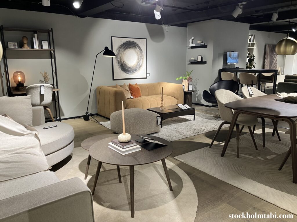 ソファやテーブルが並ぶBoConceptの店内
