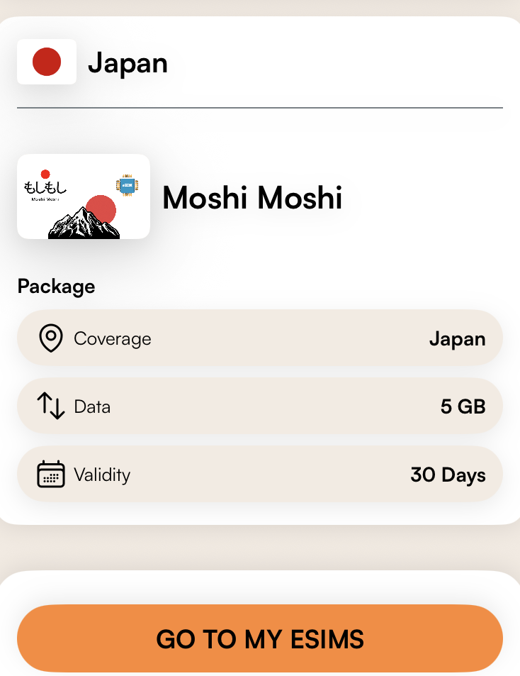 AiraloのeSIMの購入後の画面