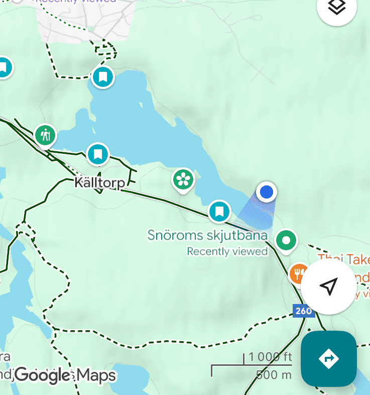 Googleマップで見るナッカのKälltorpssjönの現在地