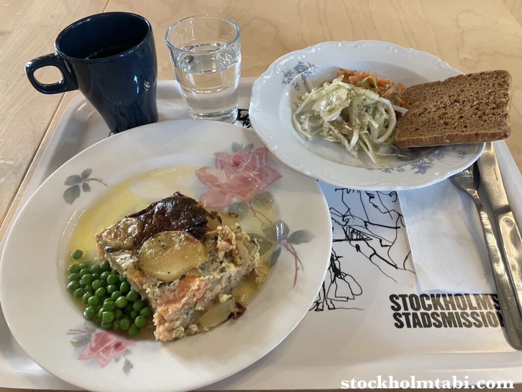 Stockholms Stadsmission Mötesplats Mariatorgetの日替わりランチのプレート
