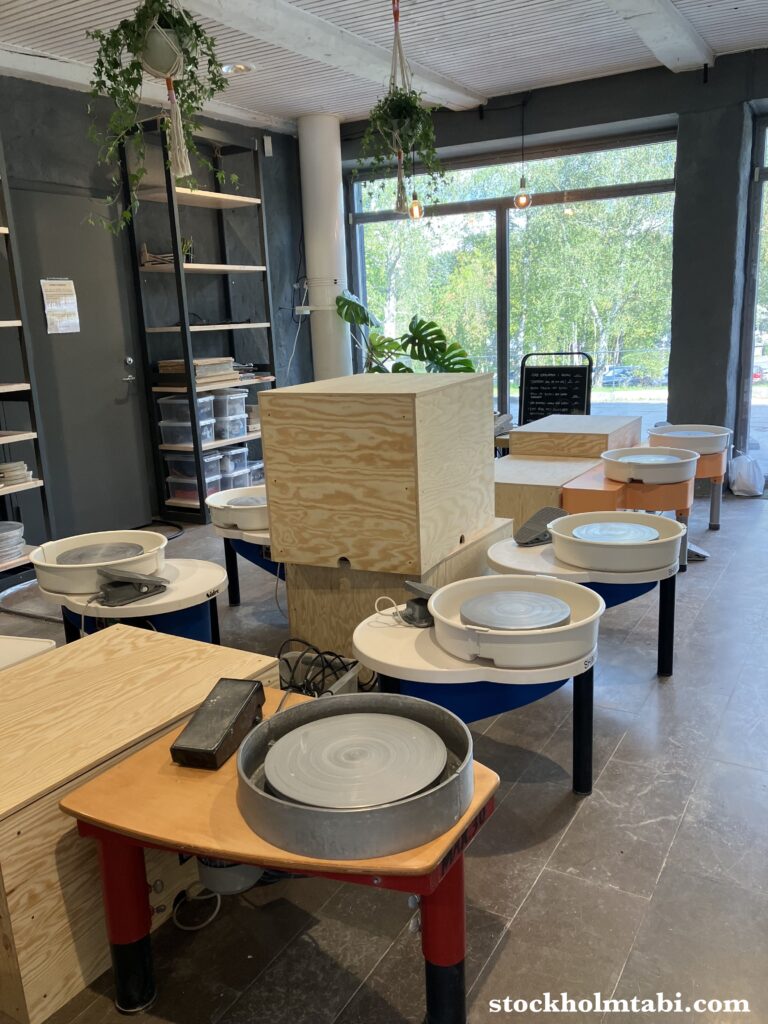 Edesbergs Slott近くの陶芸スタジオのろくろ