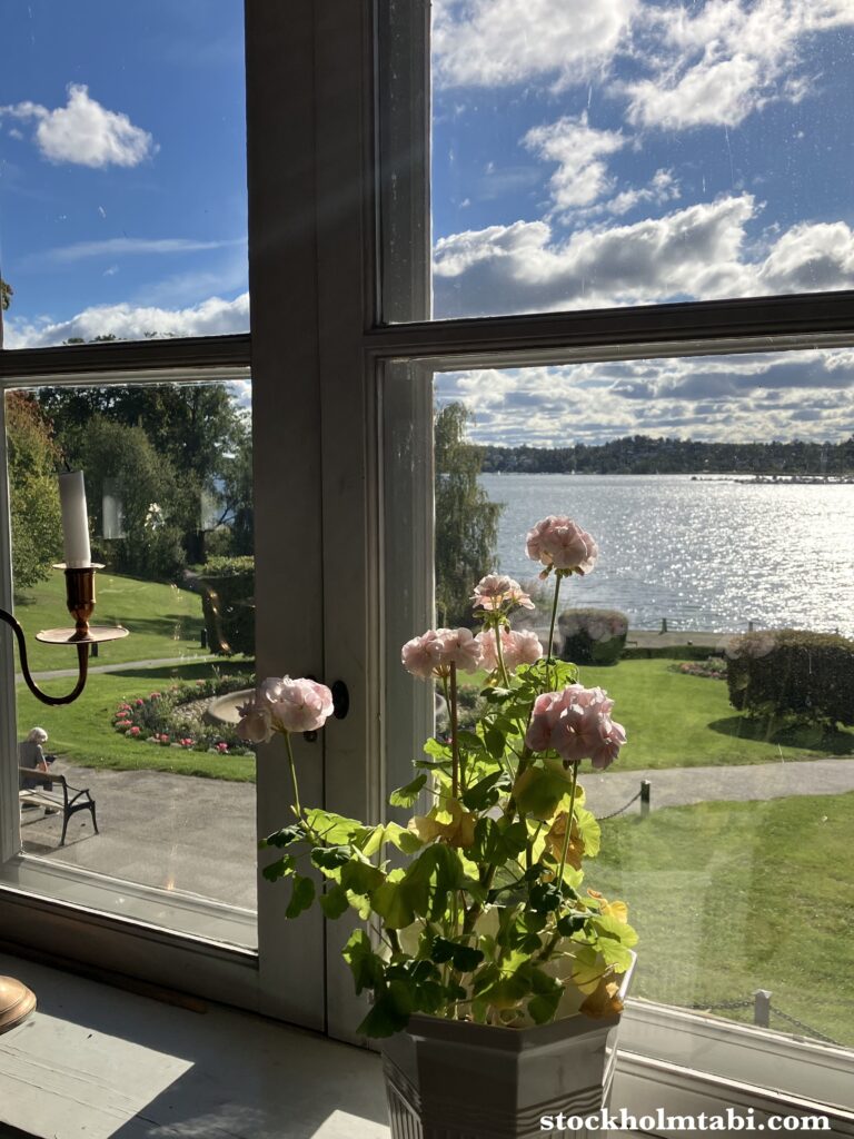 Edesbergs Slottの窓から見える庭