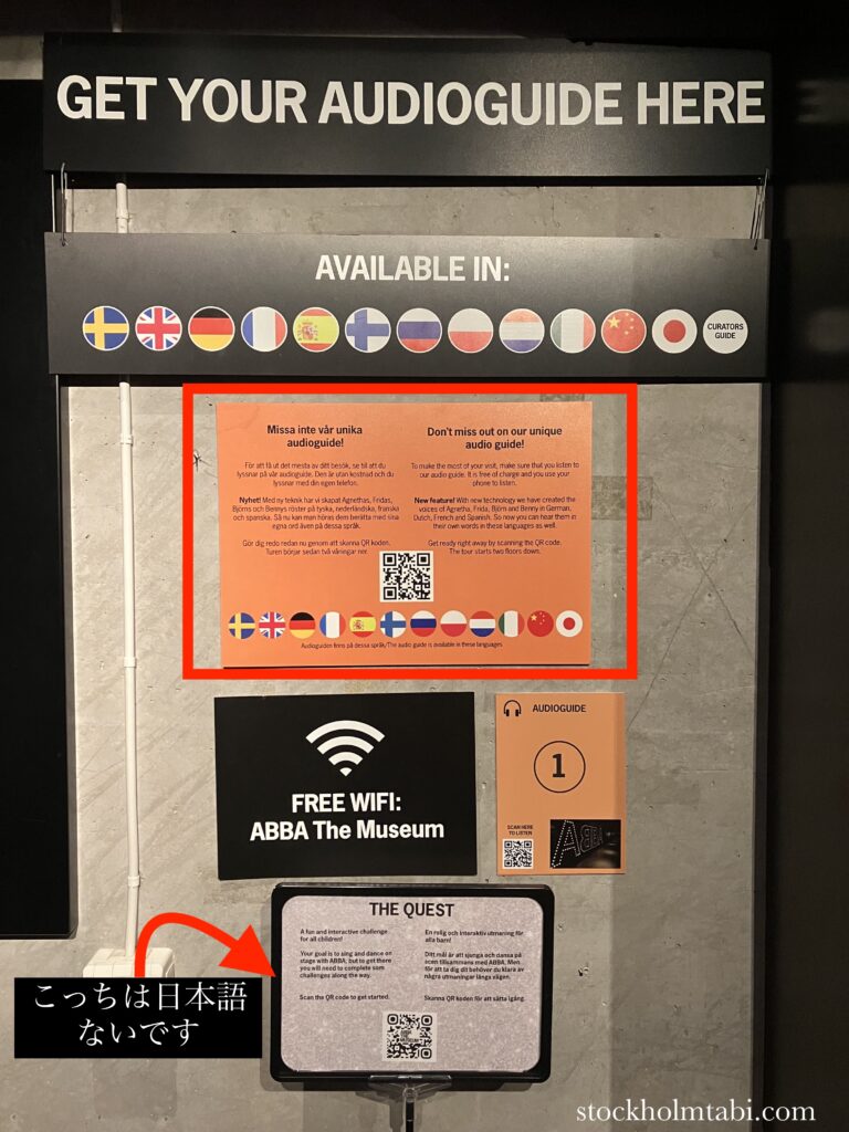 ABBAミュージアムのオーディオガイドの説明