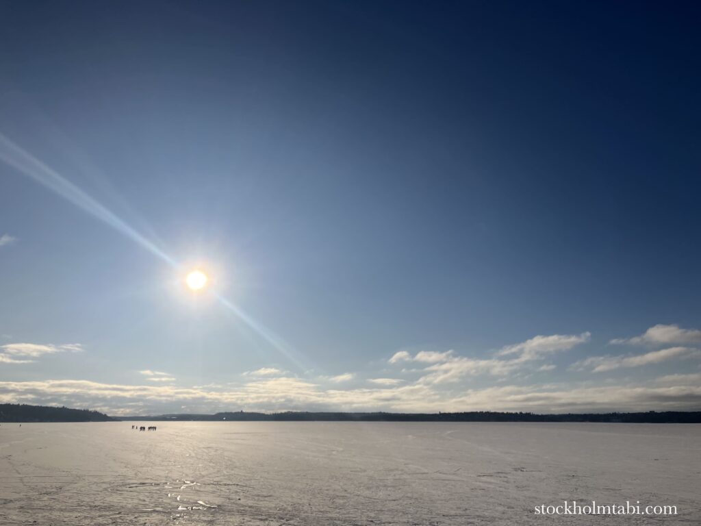 Artipelagの前の凍った海と太陽