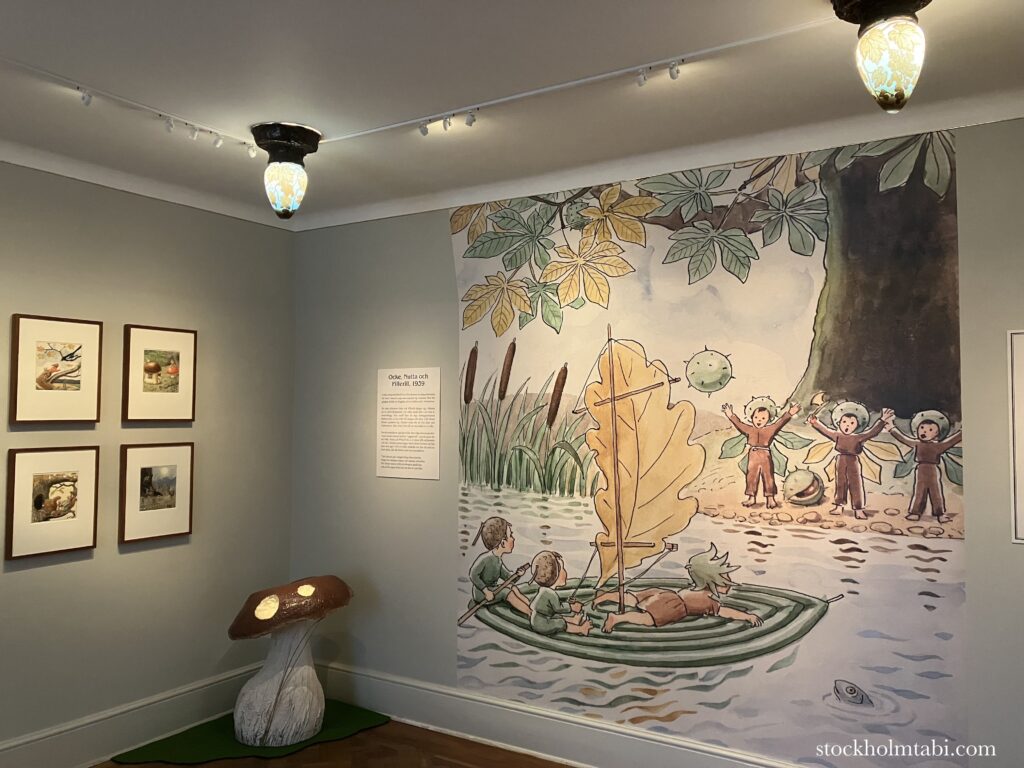 壁いっぱいに描かれたエルサ・ベスコフ（Elsa Beskow）のイラスト